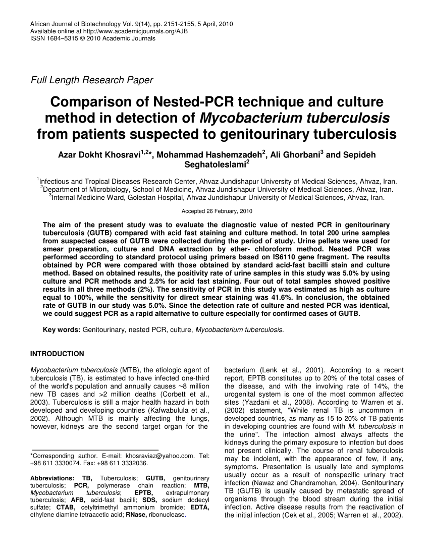 research paper on mycobacterium tuberculosis