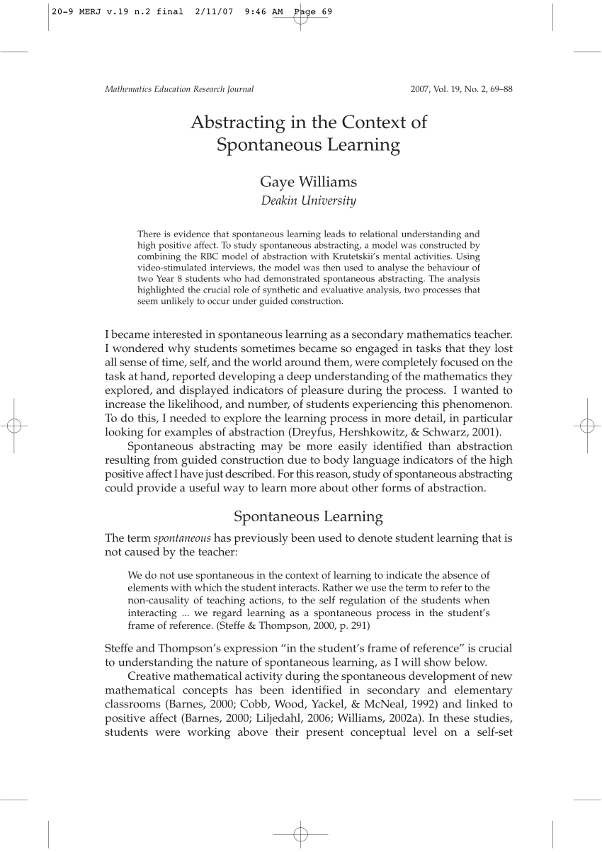 (PDF) Abstracting in the context of Spontaneous Learning