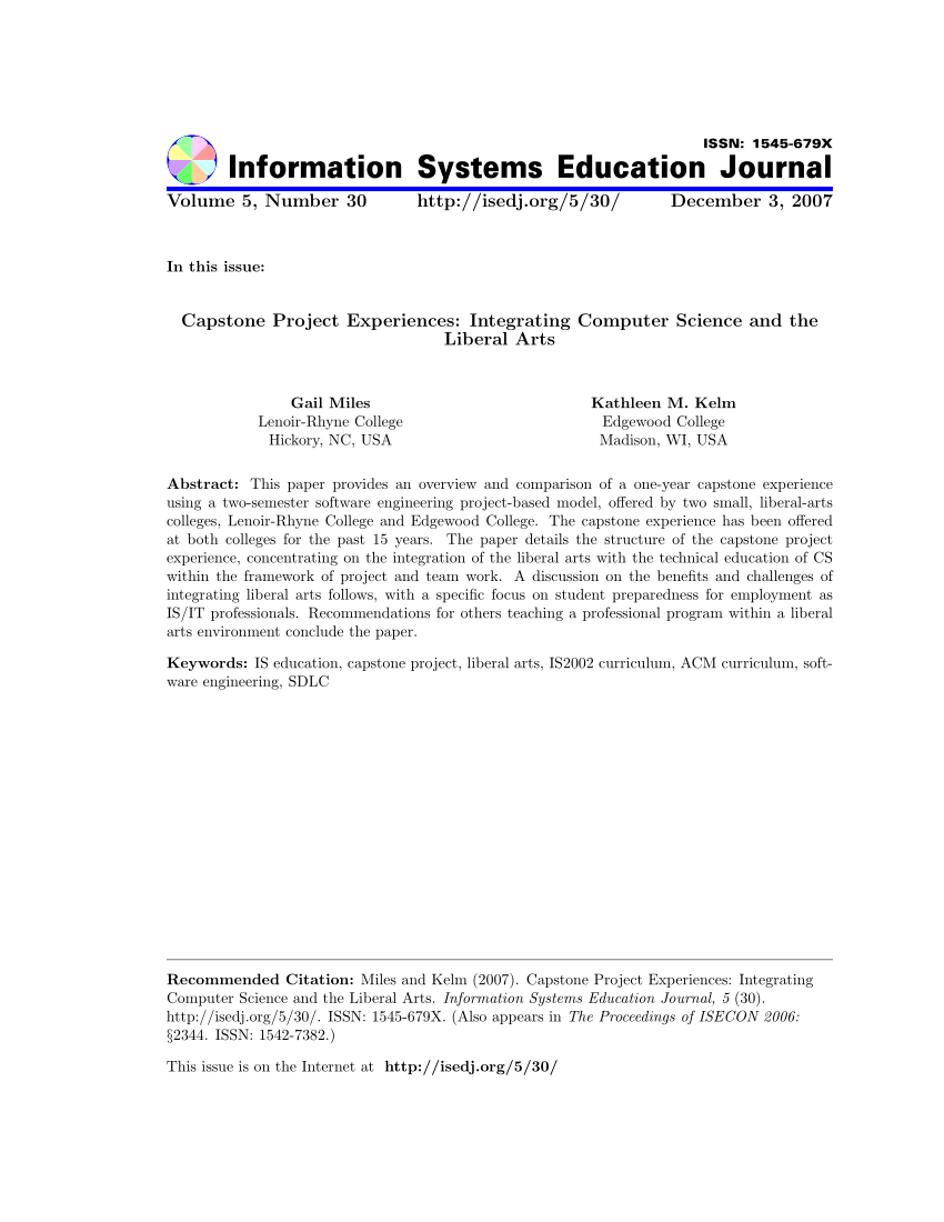 (PDF) Capstone project experiences: Integrating computer ...