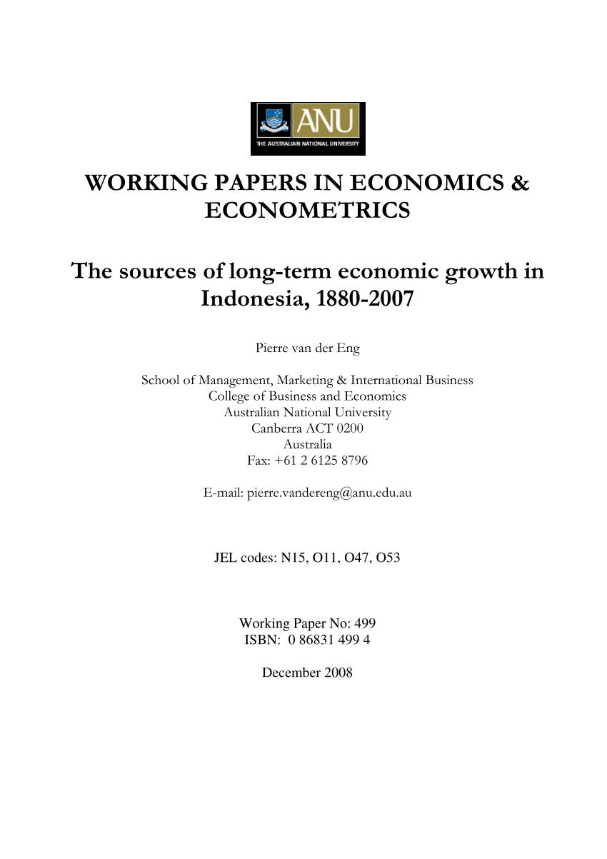 (PDF) The sources of long-term economic growth in Indonesia, 1880-2007