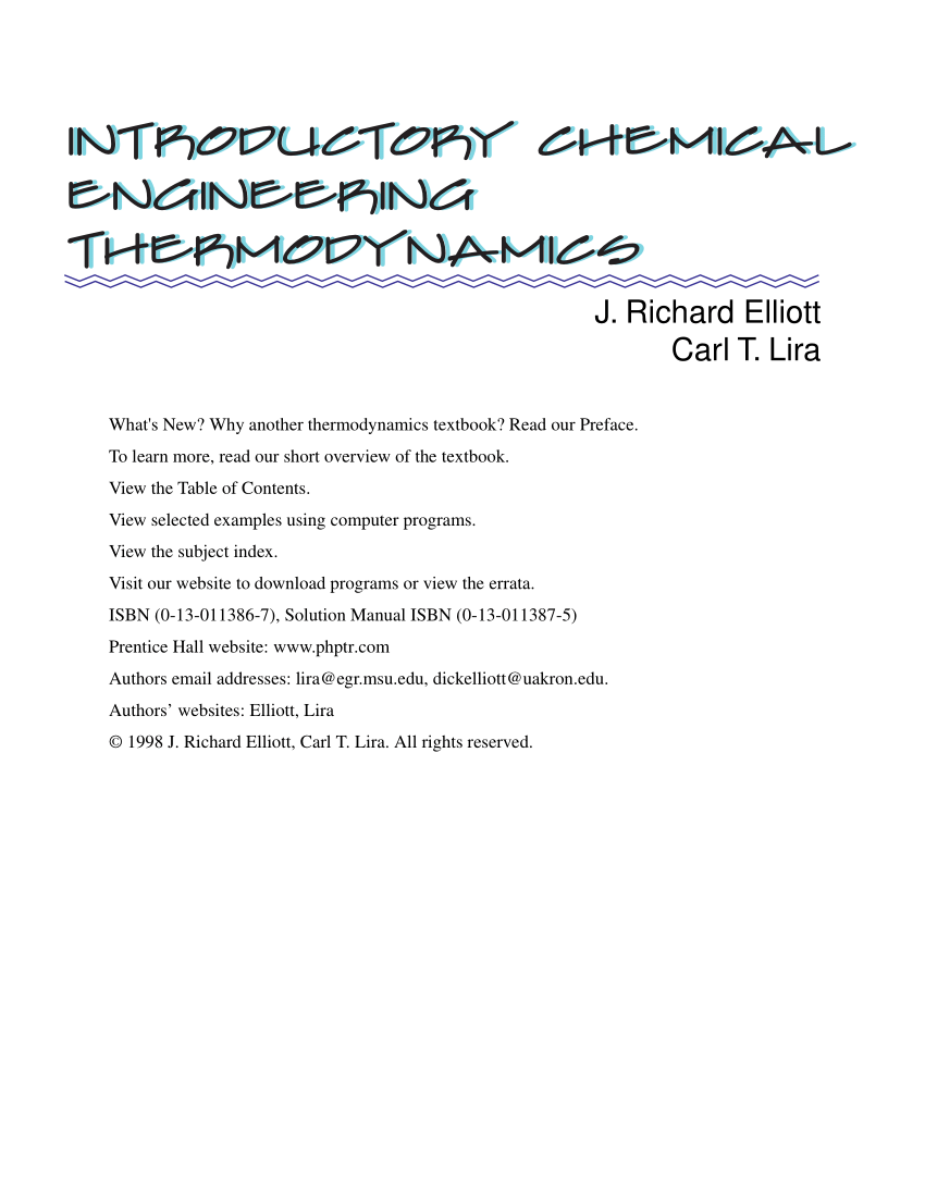 introductory to chemical engineering thermodynamics pdf