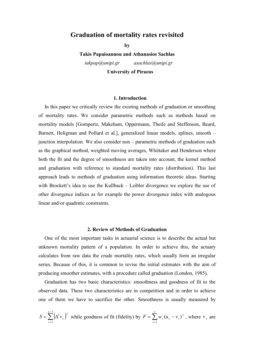 dissertation on mortality rates