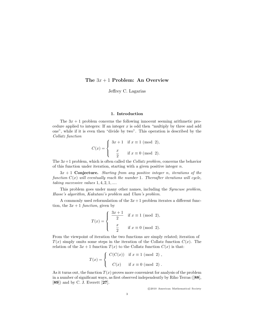 Pdf The 3x 1 Problem An Overview