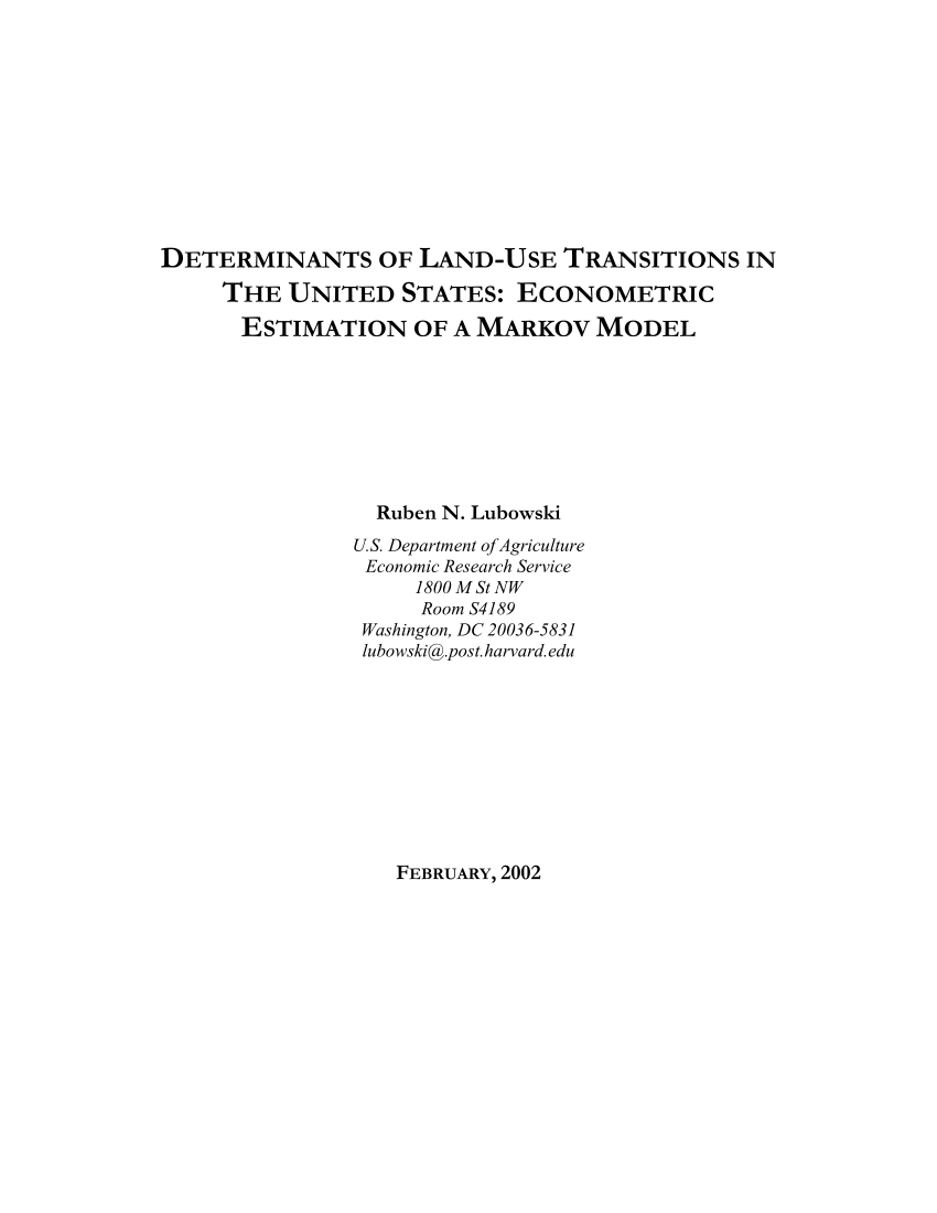 PDF) Determinants of land-use transitions in the United States 
