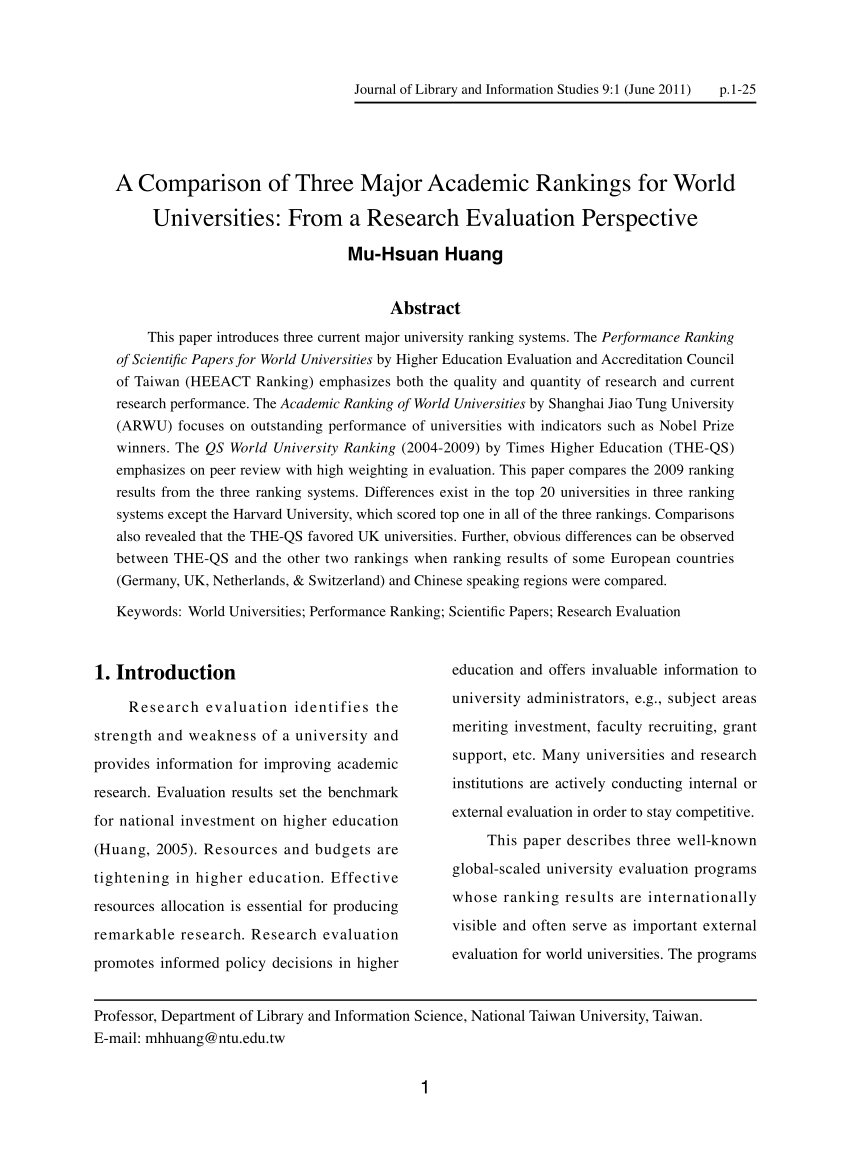 Pdf A Comparison Of Three Major Academic Rankings For World Universities From A Research Evaluation Perspective