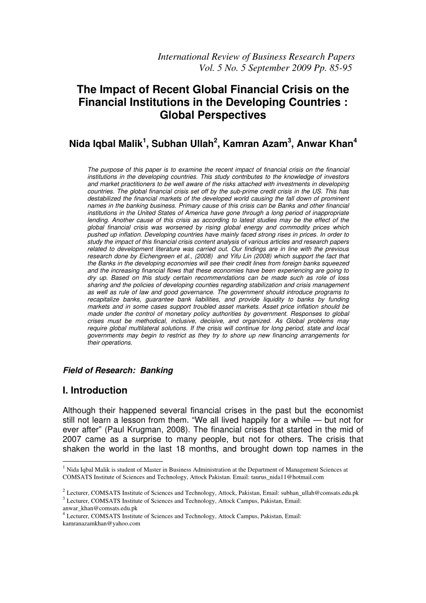 financial crisis dissertation topics