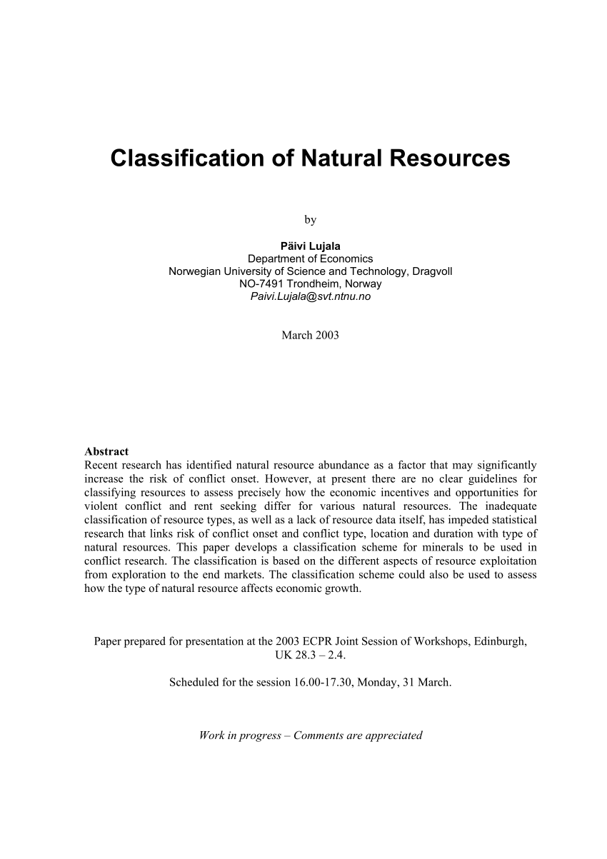 pdf) classification of natural resources