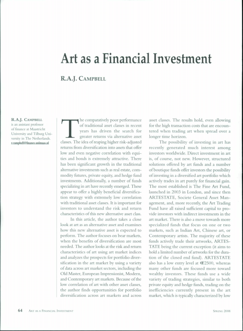 Pdf Art As A Financial Investment