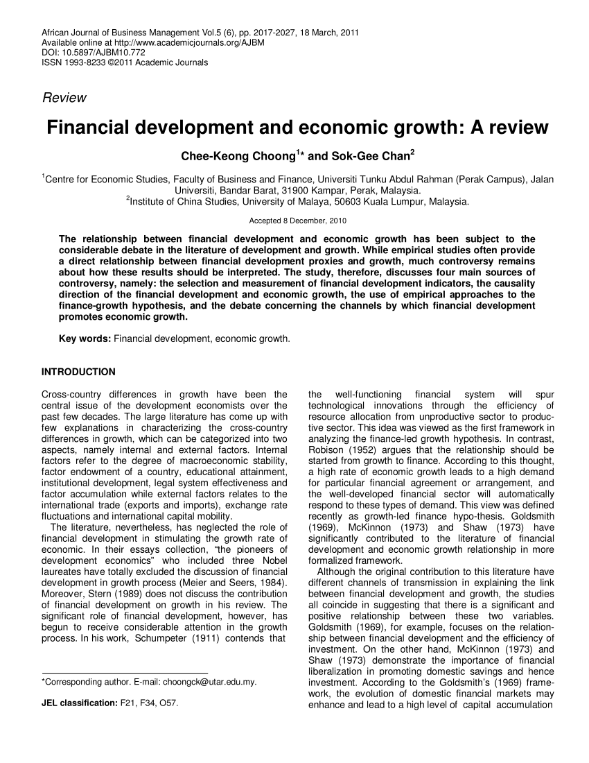 research paper on financial development
