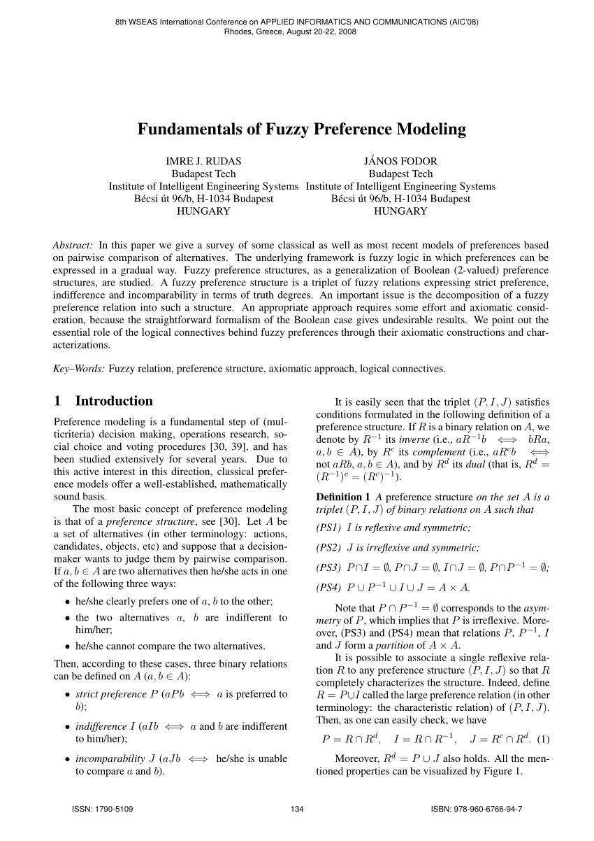 Pdf Fundamentals Of Fuzzy Preference Modeling