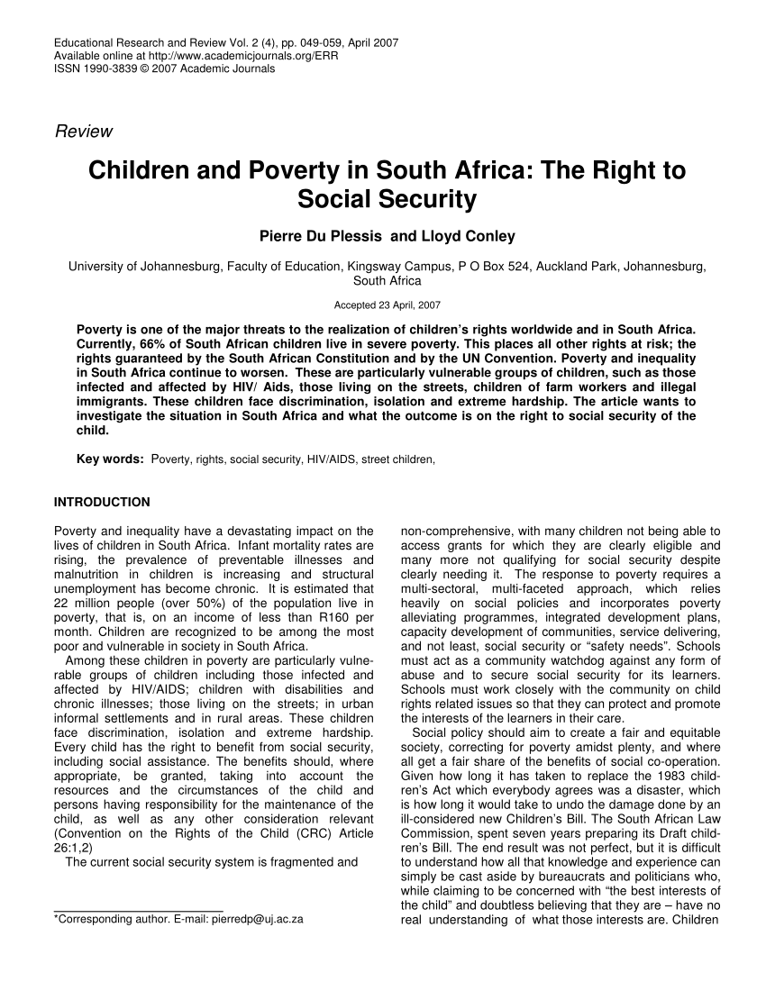 literature review on poverty in south africa