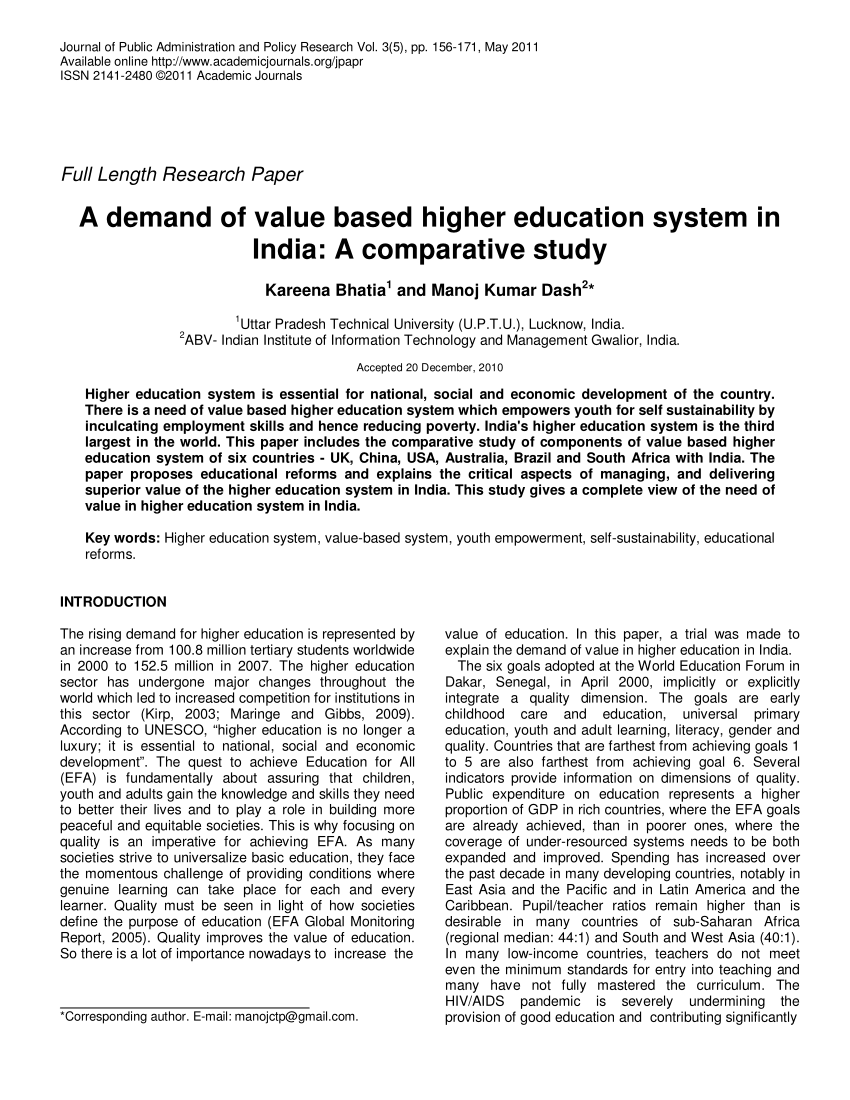 Essay on value based education is the need of the hour