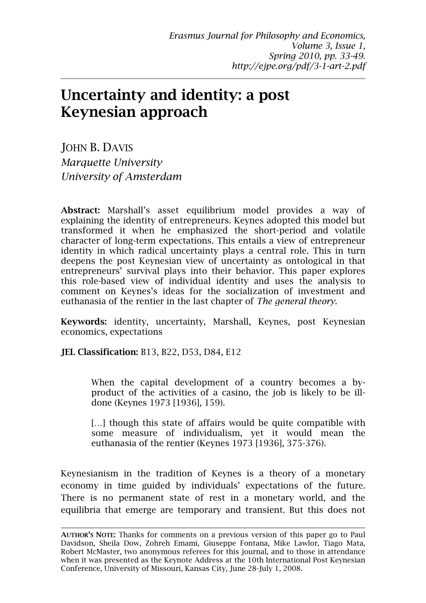 Keynesian Economics and Price Theory: Re-orientation of a Theory of  Monetary Economy