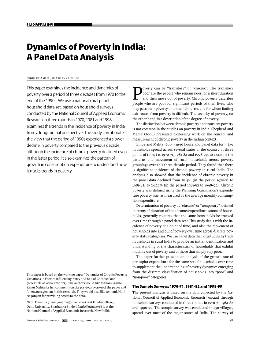 research paper on poverty in india pdf