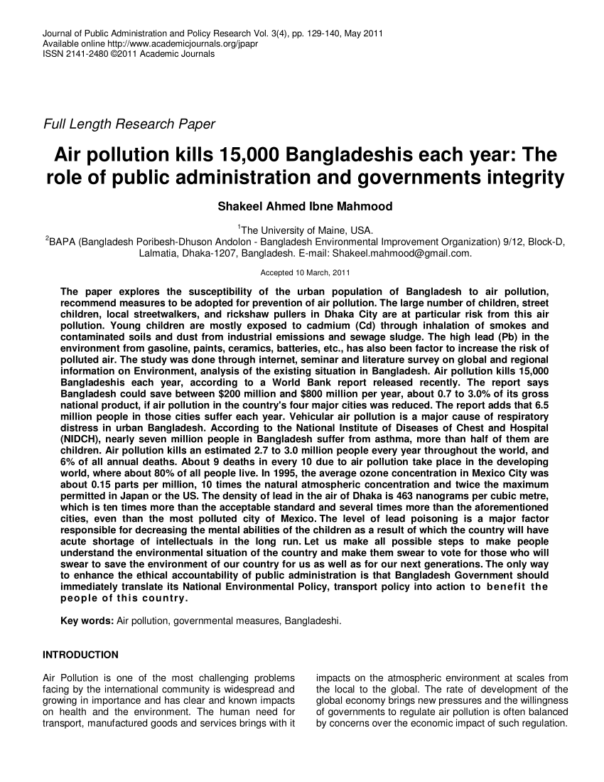 pollution of bangladesh essay