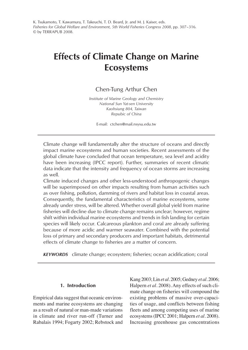 PDF) Effects of climate change on marine ecosystems