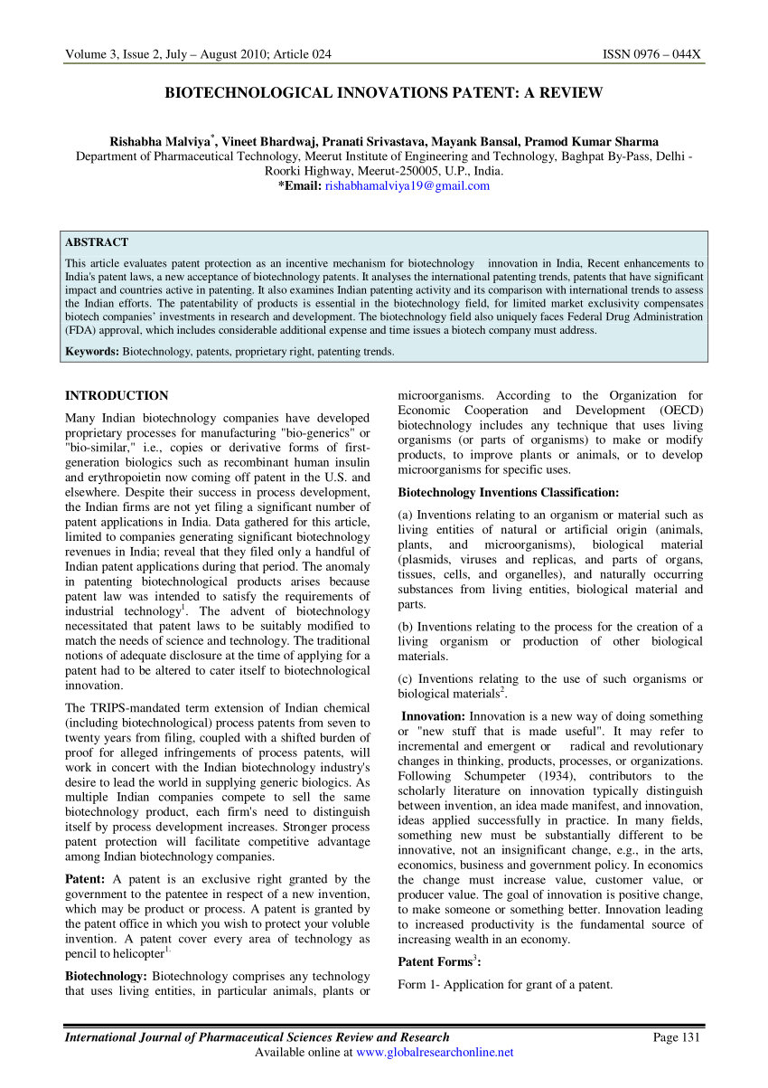 biotechnology research paper pdf