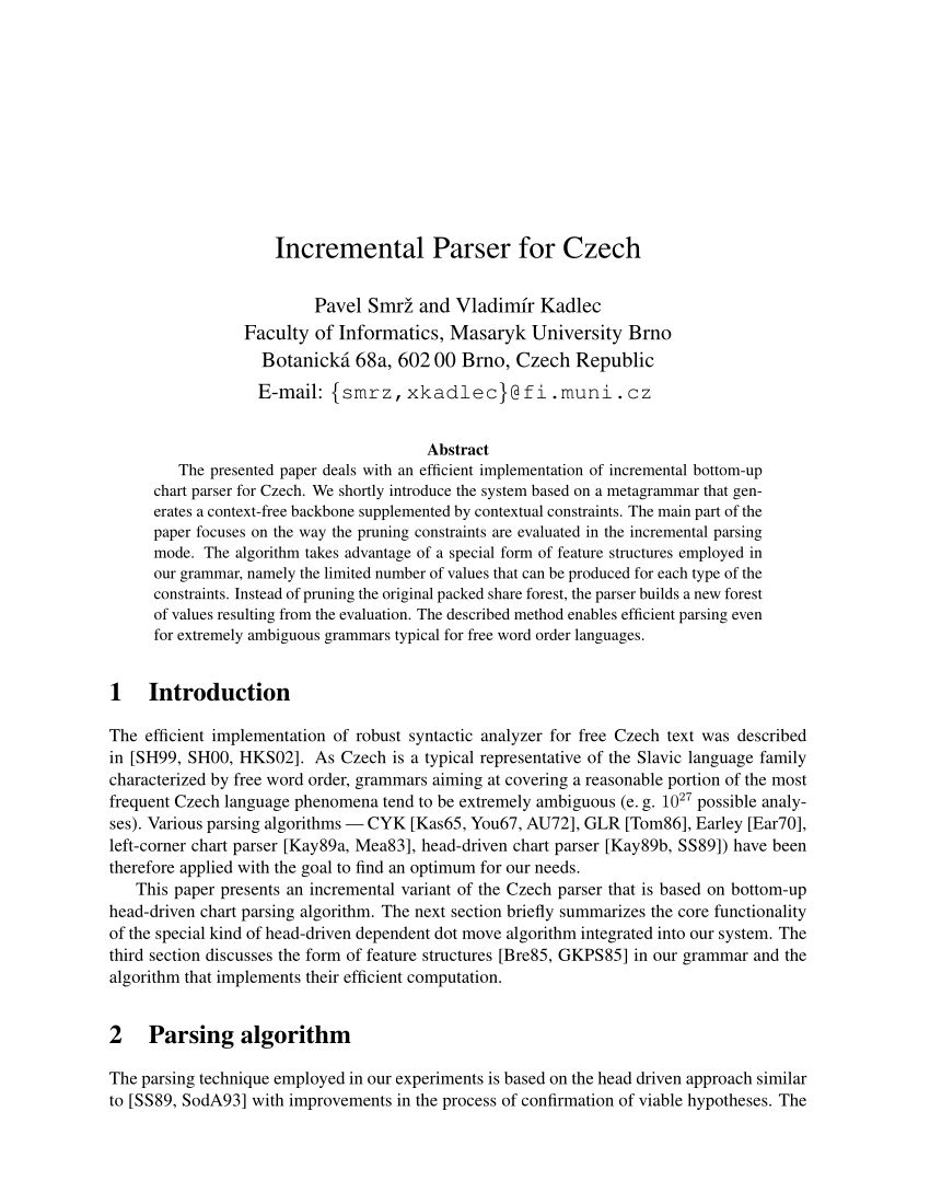 PDF) Incremental parser for Czech