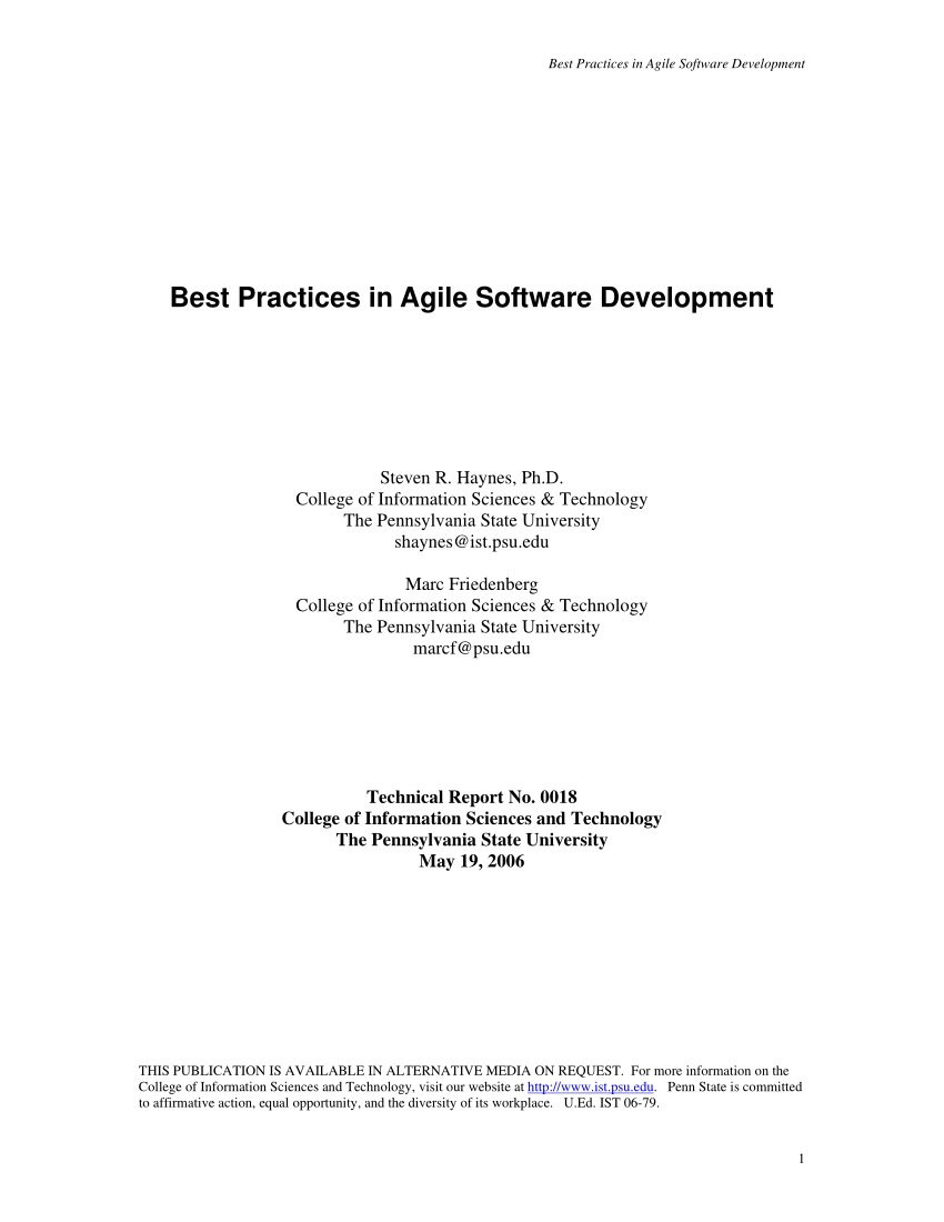 Pdf Best Practices In Agile Software Development - 