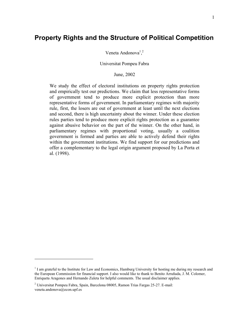 (PDF) Property Rights and the Structure of Political Competition