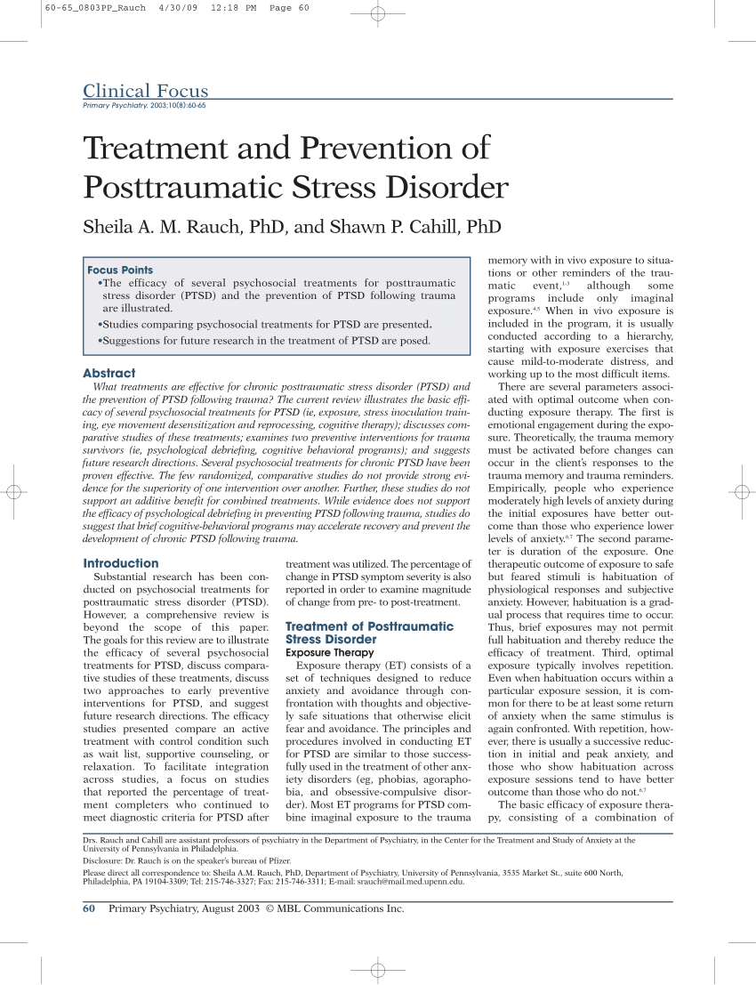 PDF Treatment and prevention of posttraumatic stress disorder