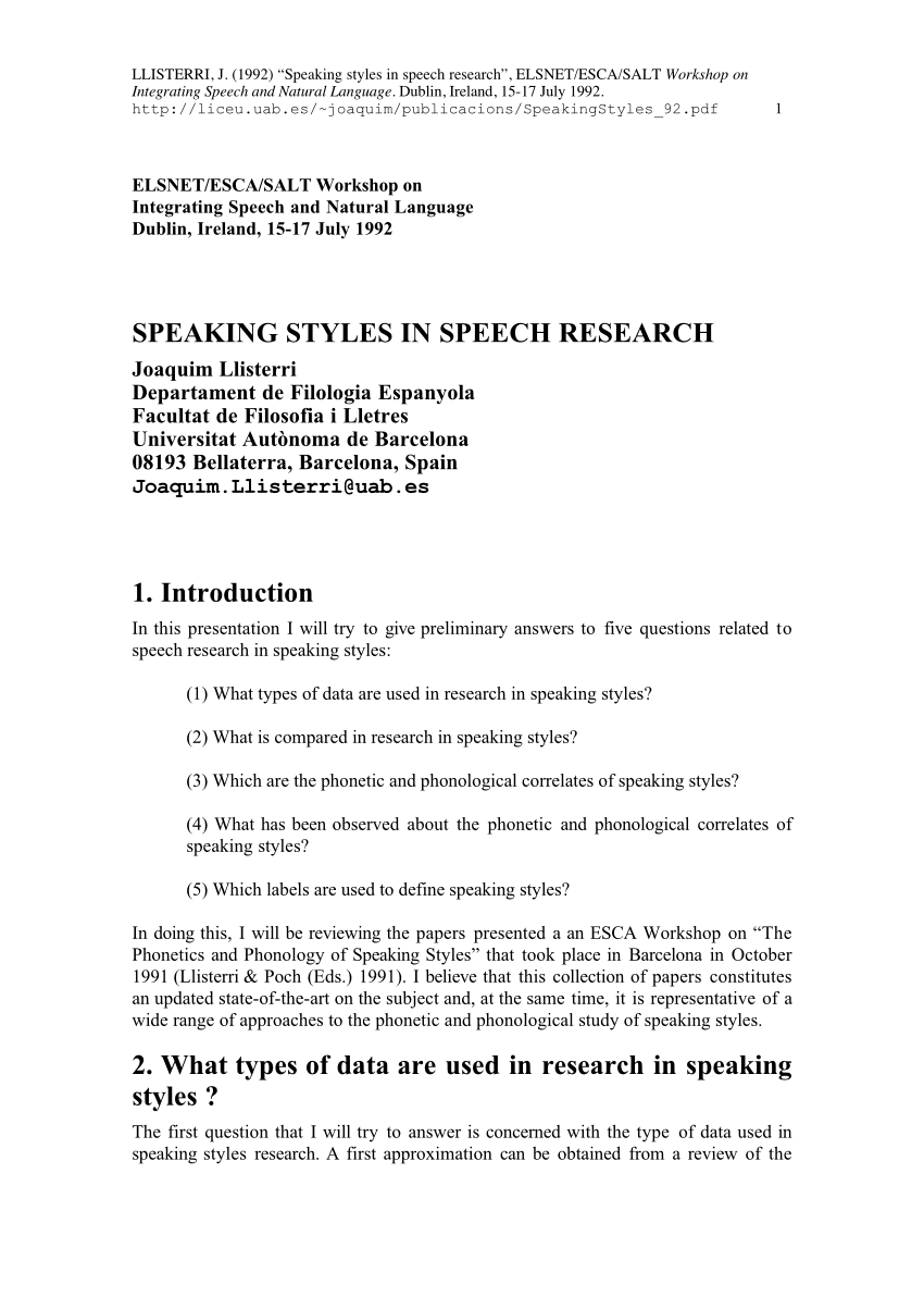 business speech science research