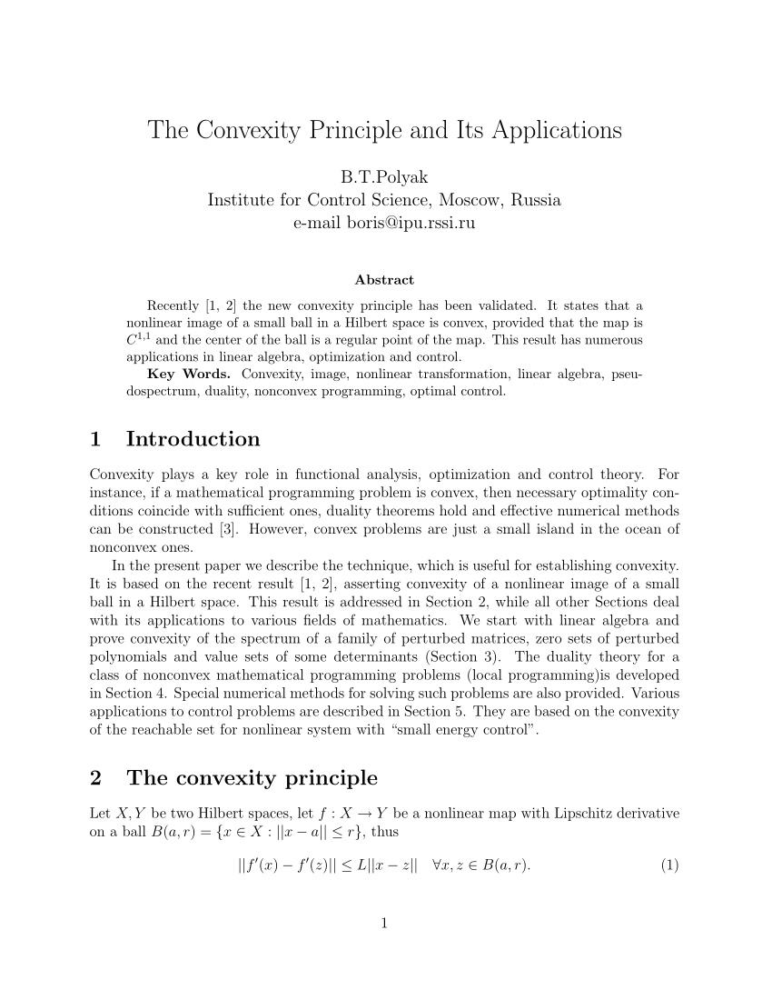 PDF The convexity principle and its applications