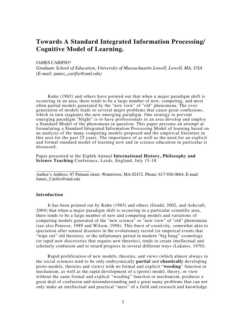 PDF Towards a standard integrated information processing