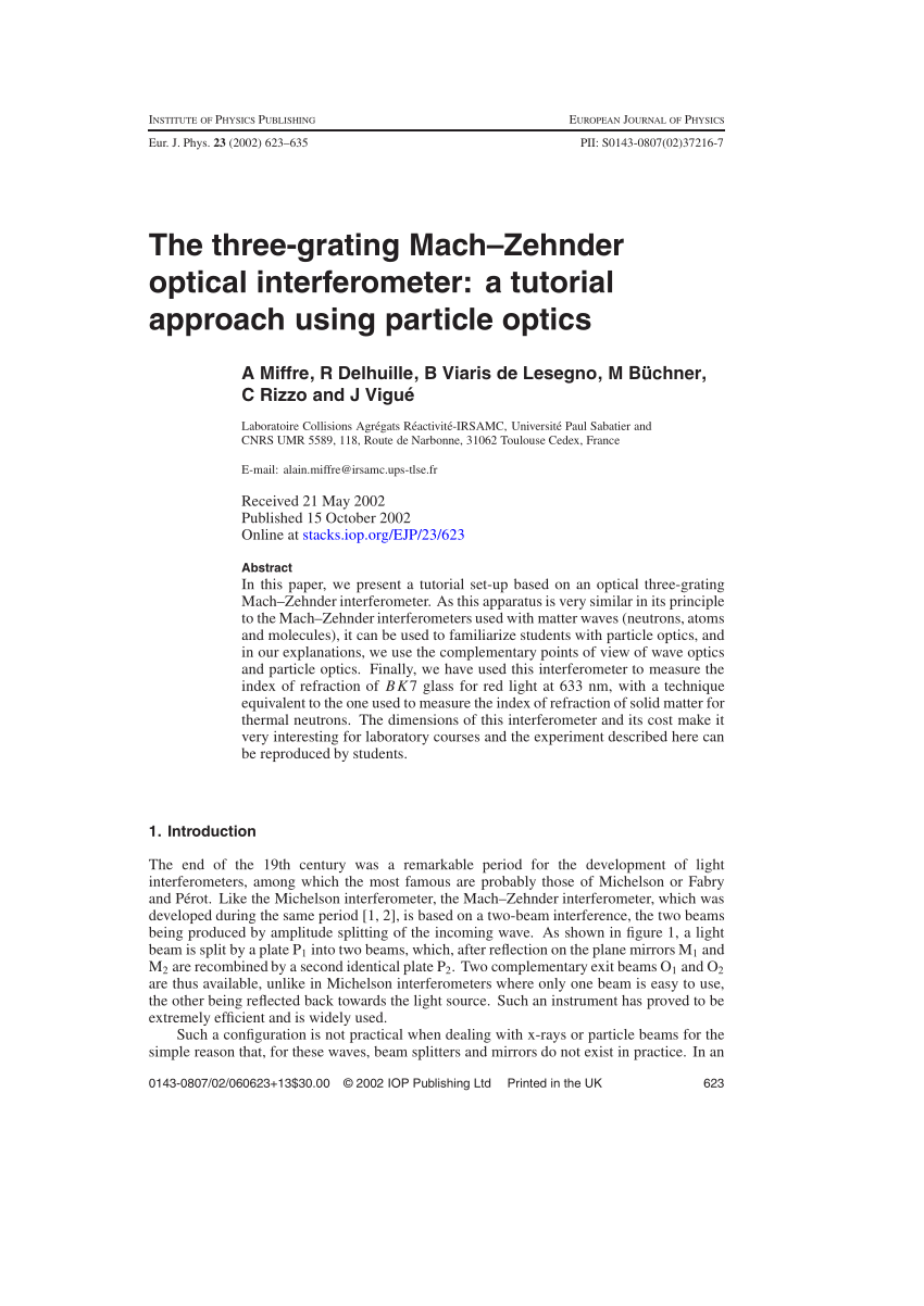 PDF) The three-grating Mach-Zehnder optical interferometer: A
