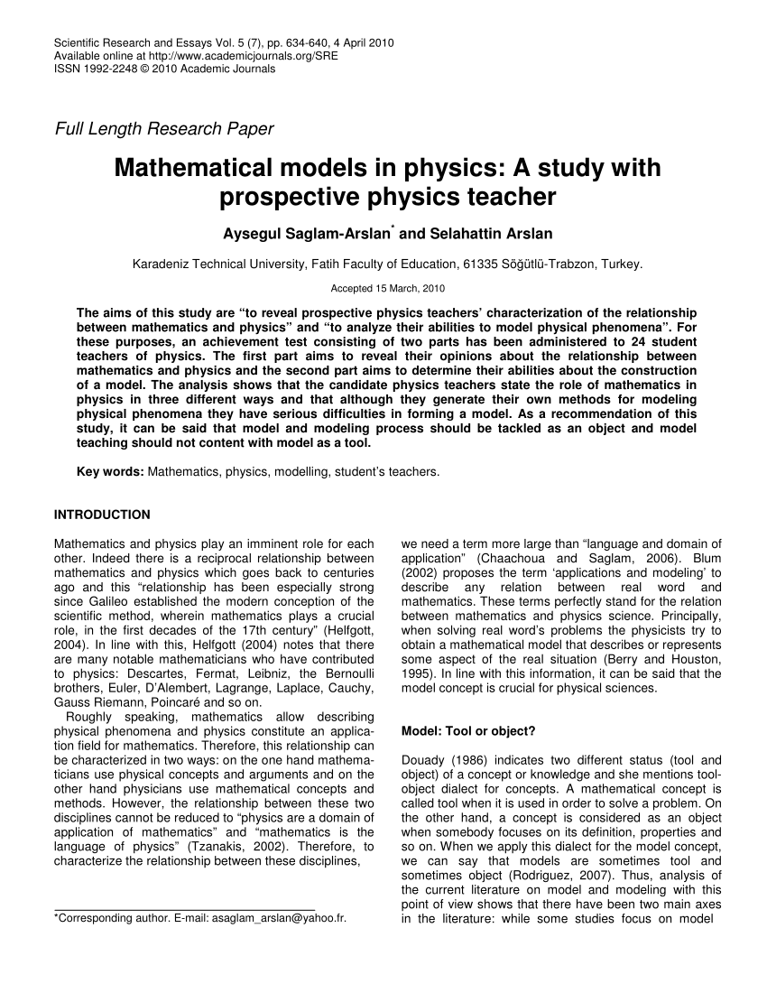 research paper on mathematical physics