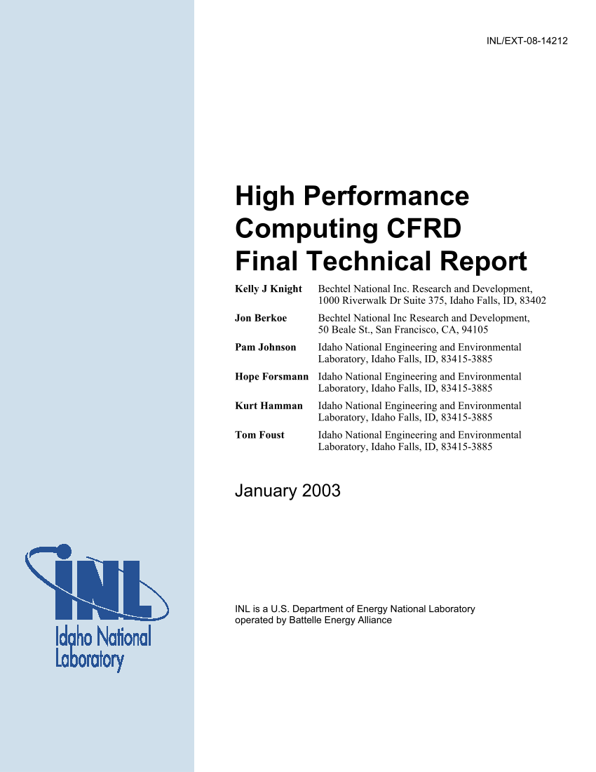 PDF) High Performance Computing CFRD Final Technical Report