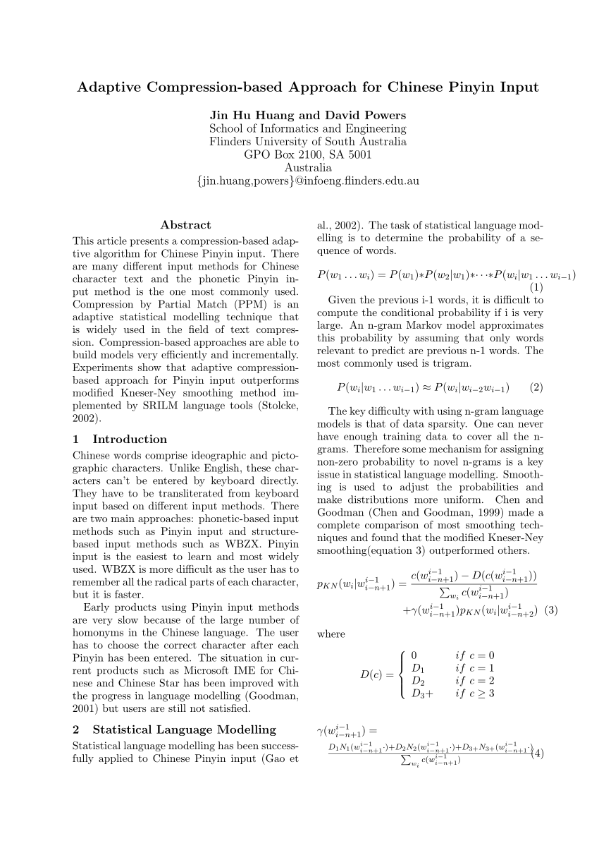 PDF) Adaptive Compression-based Approach for Chinese Pinyin Input