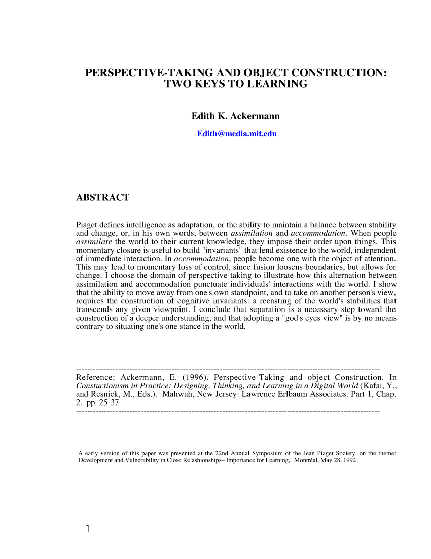 PDF Perspective taking and object construction Two keys to learning