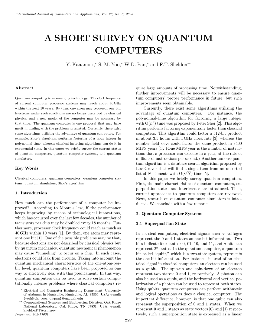 quantum computing research papers