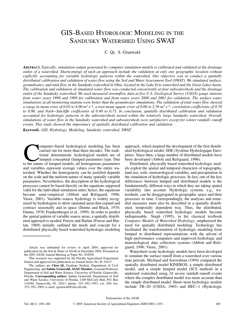 (PDF) GIS-Based Hydrologic Modeling in the Sandusky Watershed