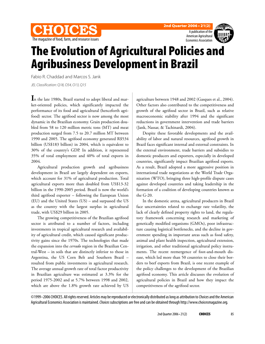 development of agriculture in brazil essay