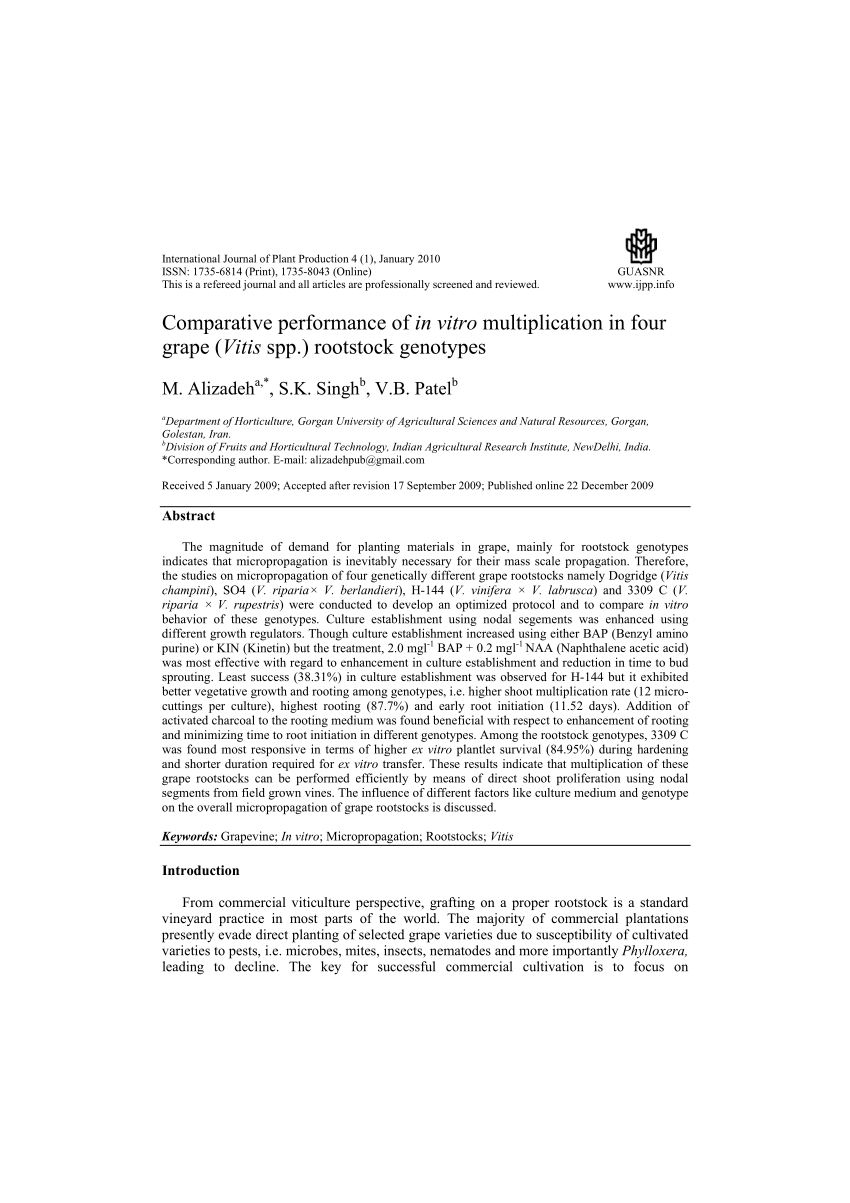PDF) Comparative performance of in vitro multiplication in four ...