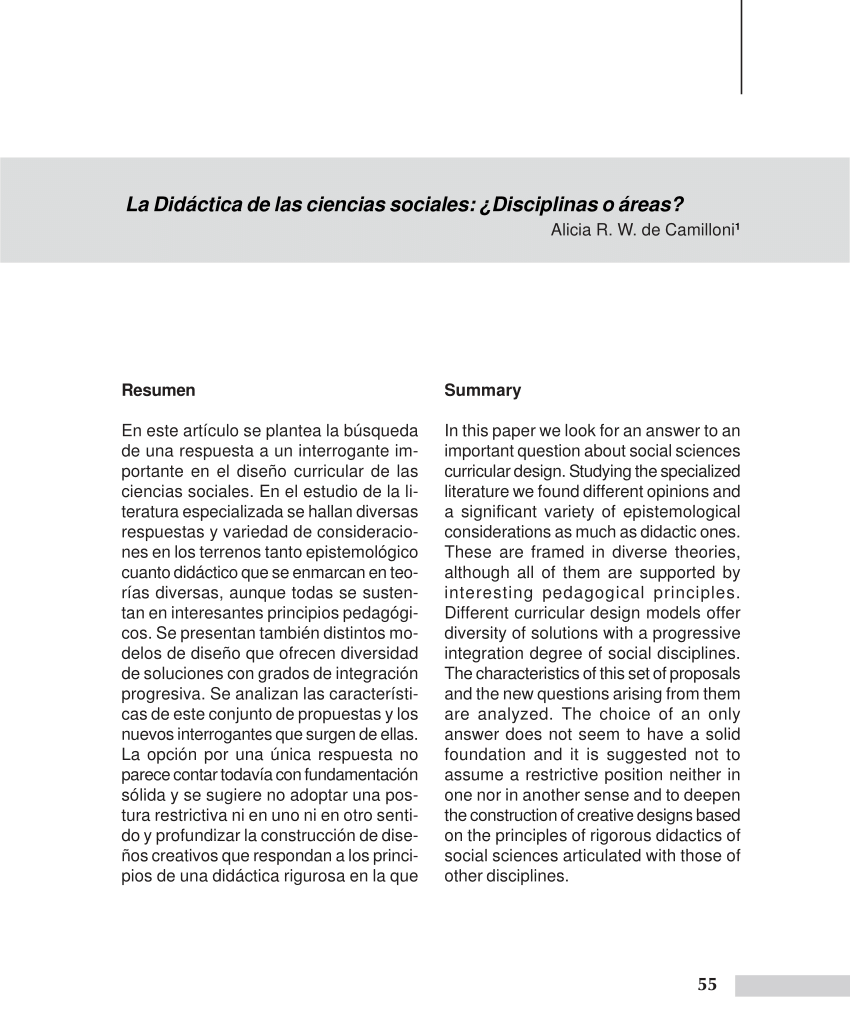 Suyo Pedir prestado Paraíso PDF) La Didáctica de las ciencias sociales:¿ Disciplinas o áreas?