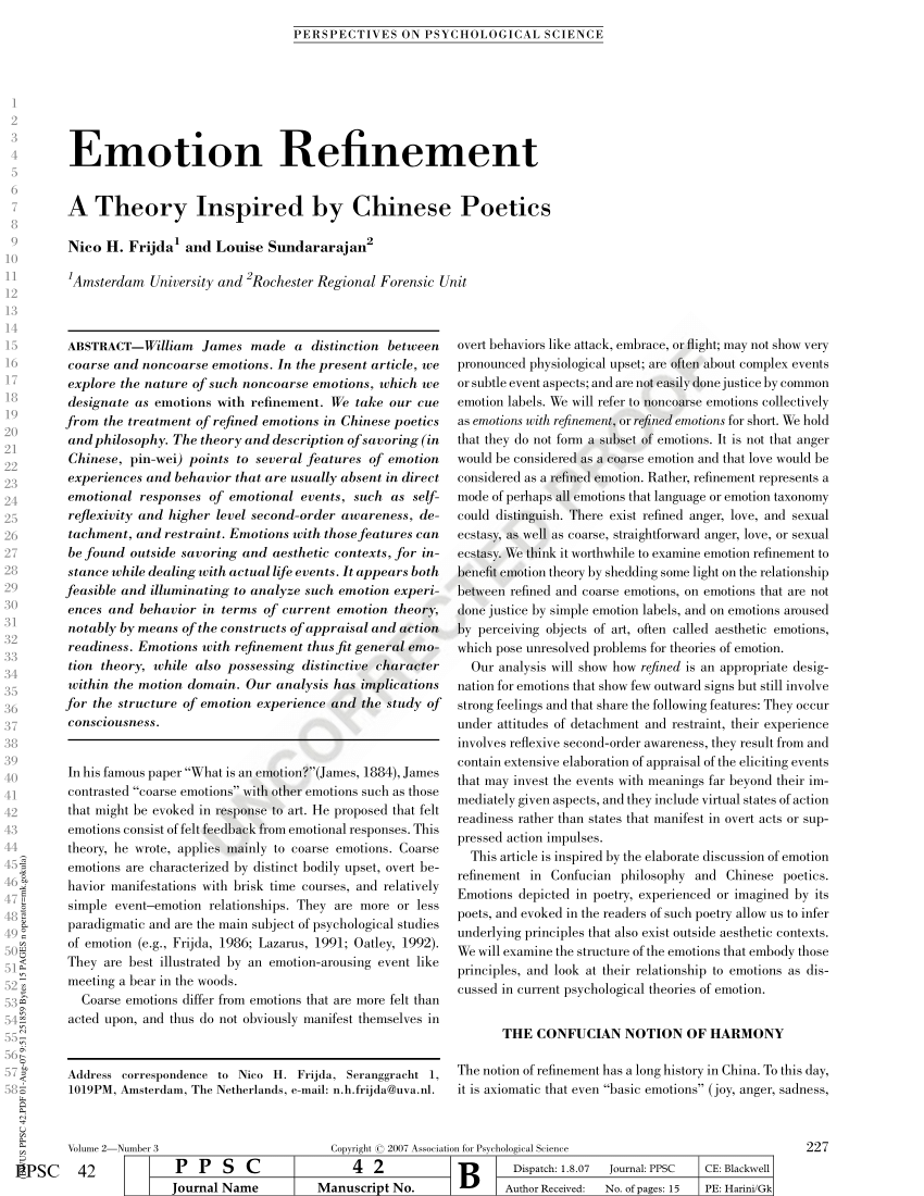 Pdf Emotion Refinement A Theory Inspired By Chinese Poetics