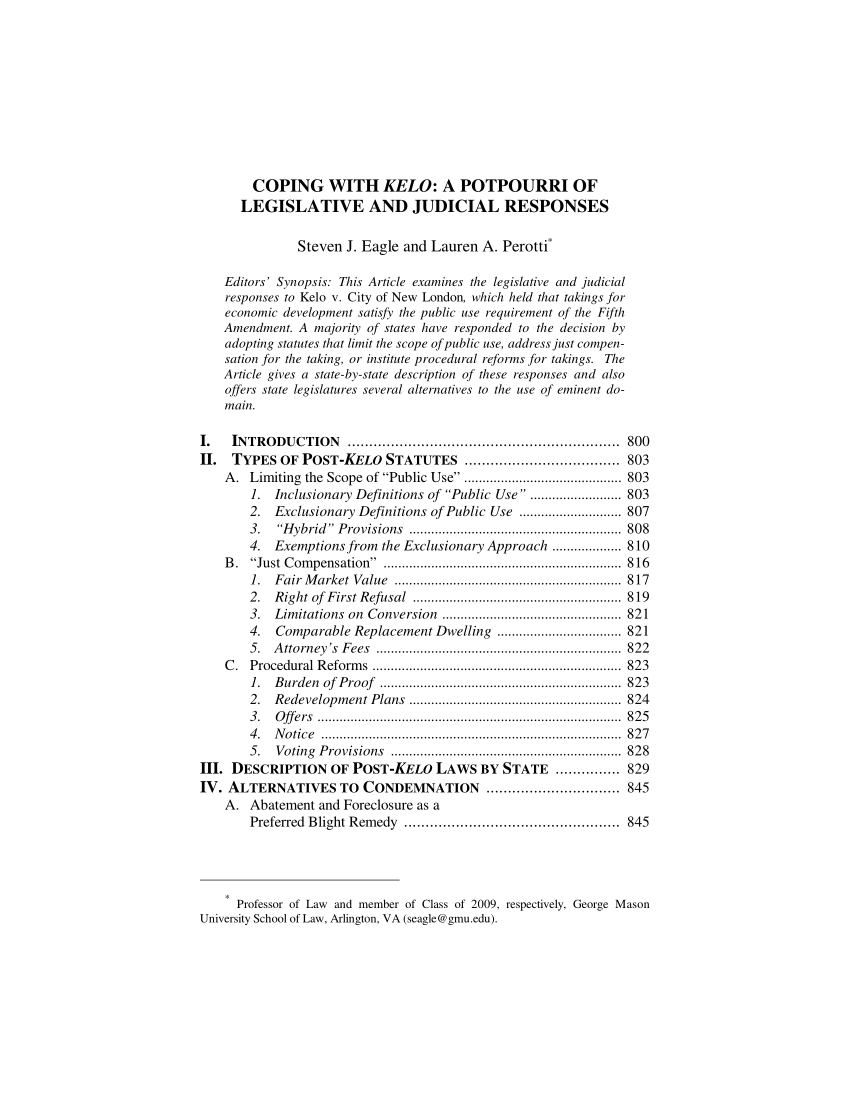 Potpourri Fai Da Te.Pdf Coping With Kelo A Potpourri Of Legislative And Judicial Responses