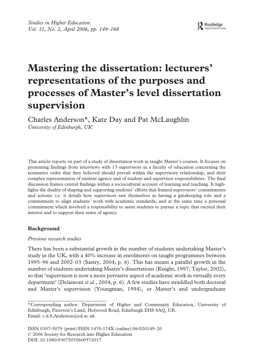 master thesis supervision