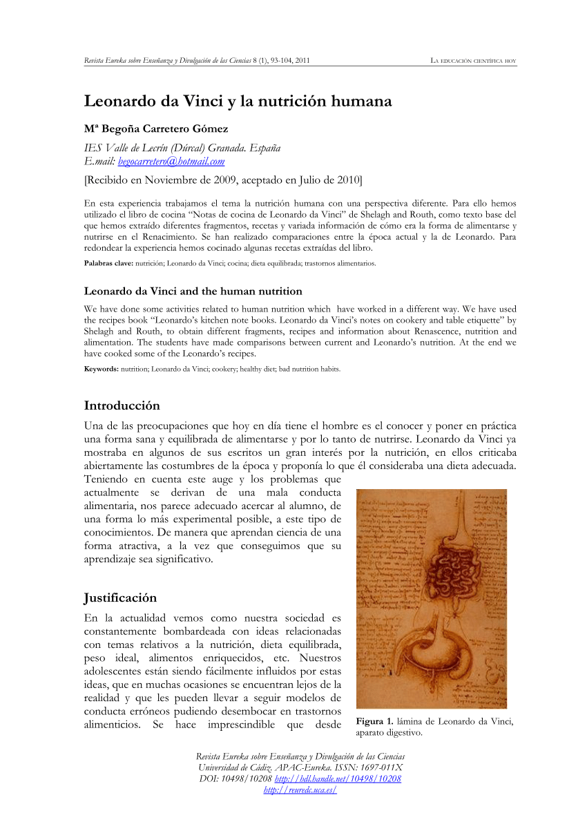 PDF) Leonardo da Vinci y la nutrición humana