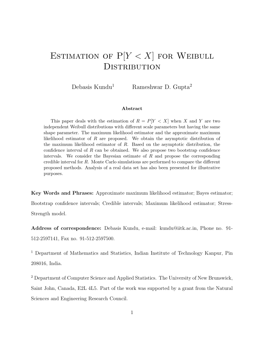 Pdf Estimation Of P Y X For Weibull Distribution