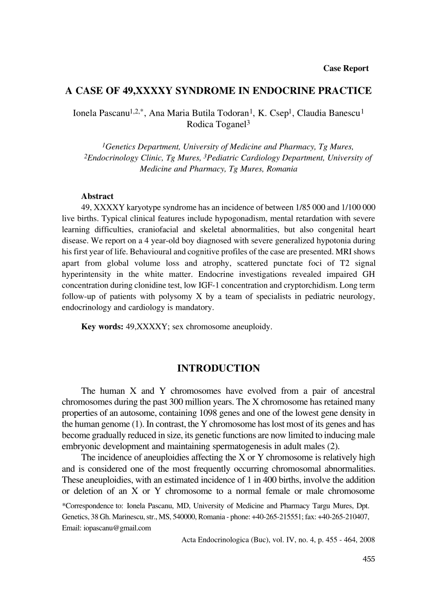 (PDF) A case of 49, XXXXY syndrome in endocrine practice