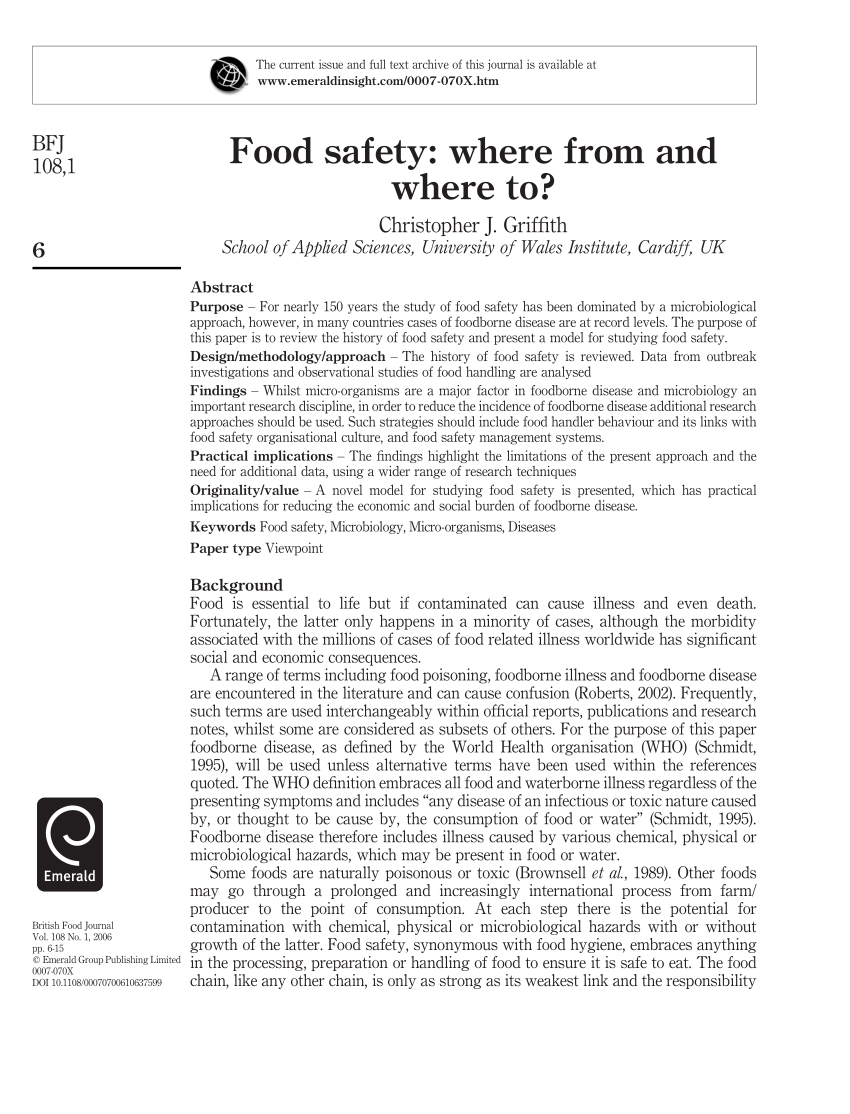 research paper for food safety