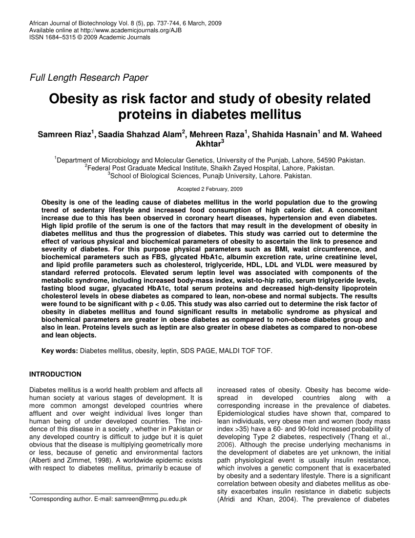 research paper on diabetes and obesity)