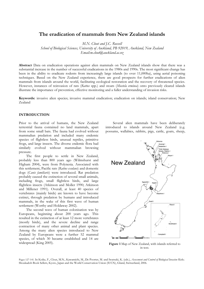 (PDF) The Eradication of Mammals from New Zealand Islands