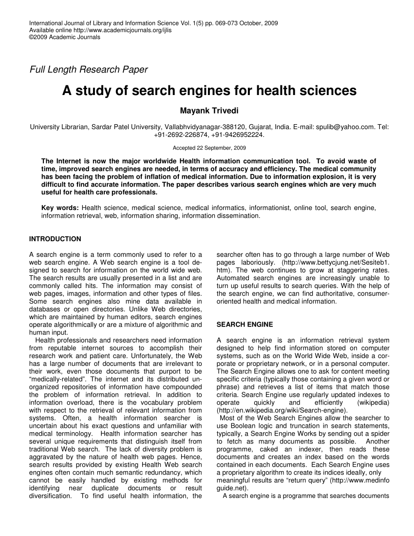 research journal search engine