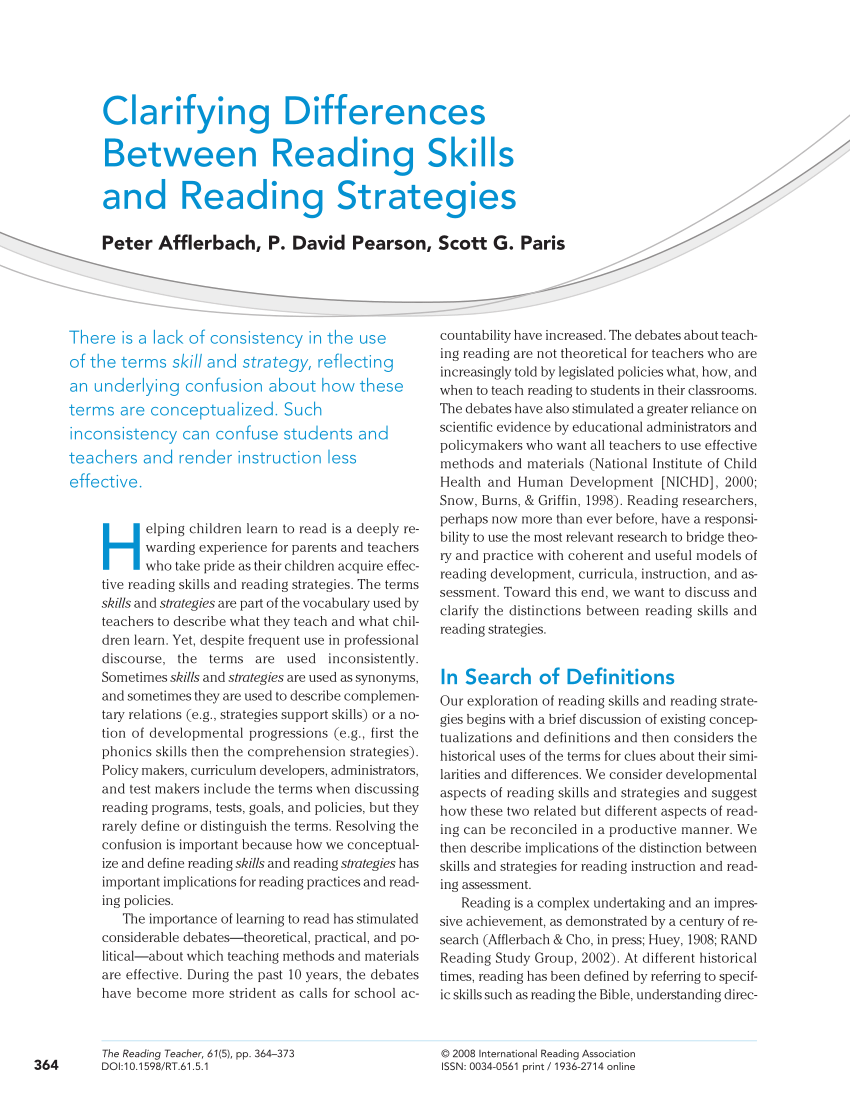 PDF) Clarifying Differences Between Reading Skills and Reading ...