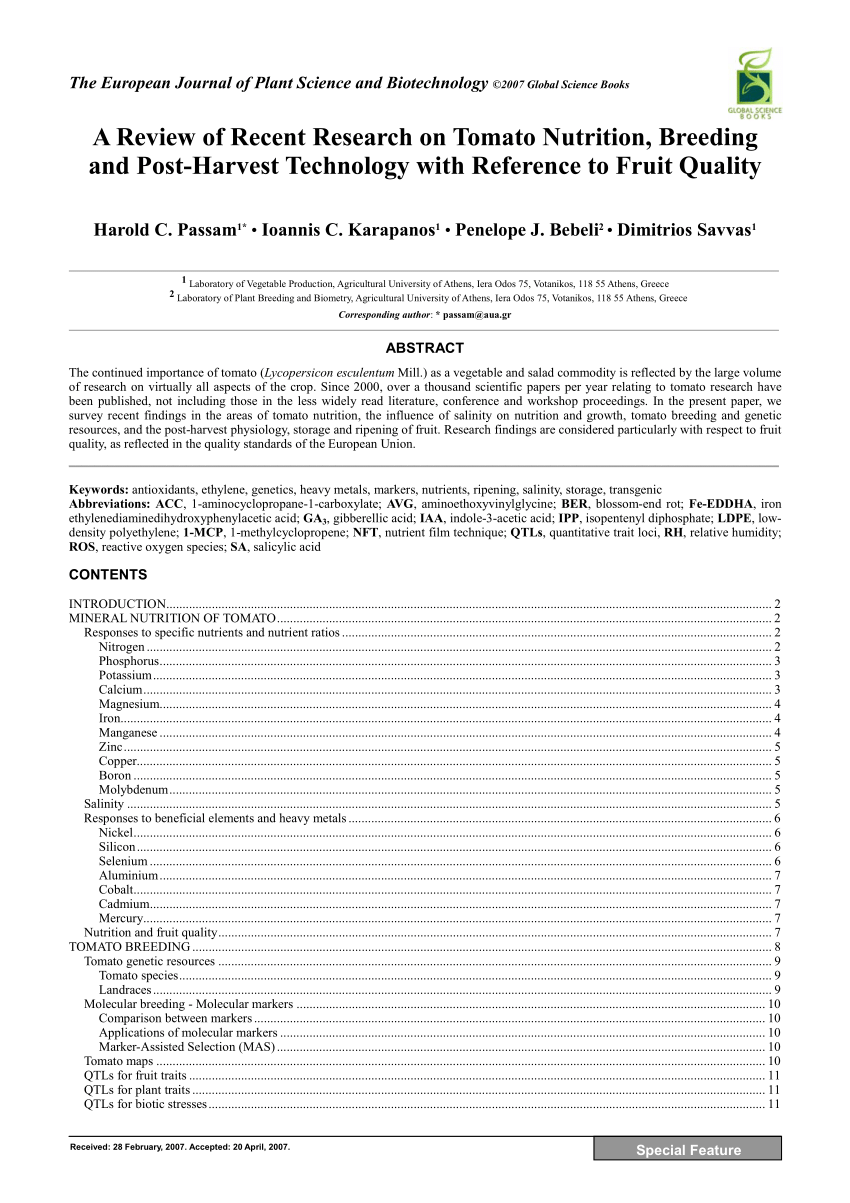 research paper on tomato pdf